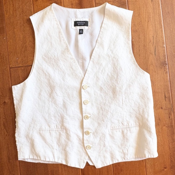 100% Linen Vest Nordstrom Mens Shop XL Off-White DISCONTINUE - Picture 4 of 15
